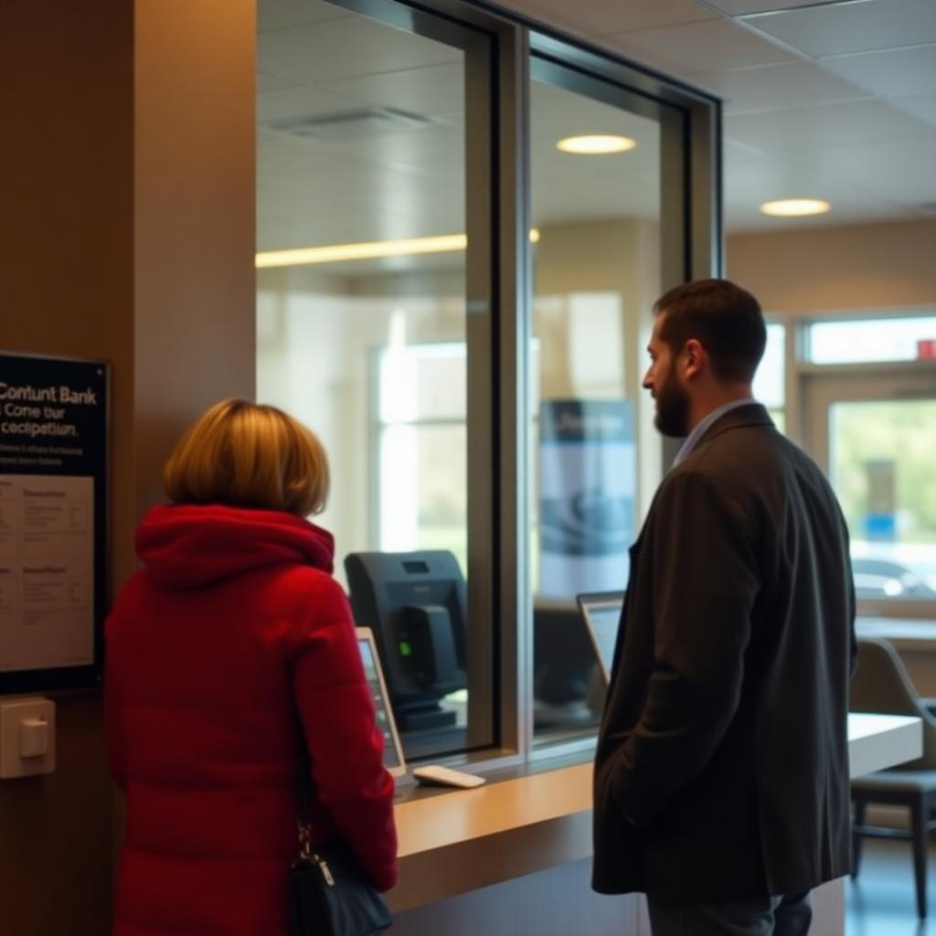 Customer at a community bank teller window