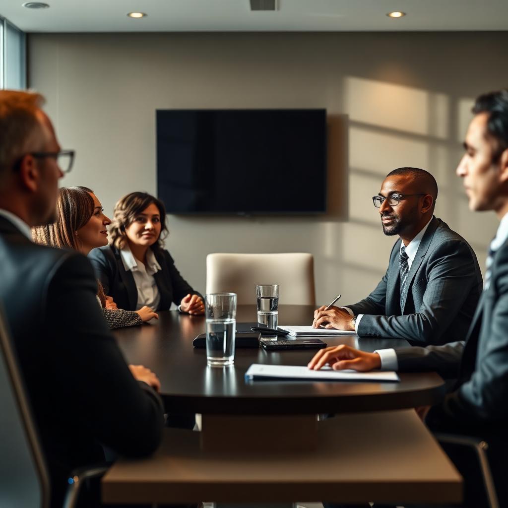 Executives meeting in a modern conference room