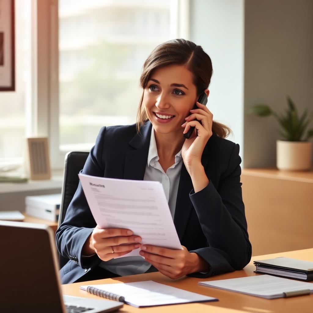 Verification specialist on a phone call holding a resume